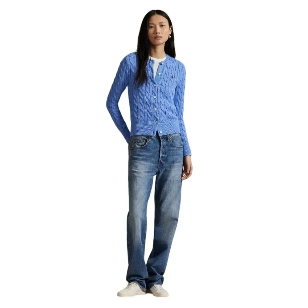 Polo Ralph Lauren Women Cable-Knit Cotton Crewneck Classic Cardigan Size XS - Picture 4 of 7